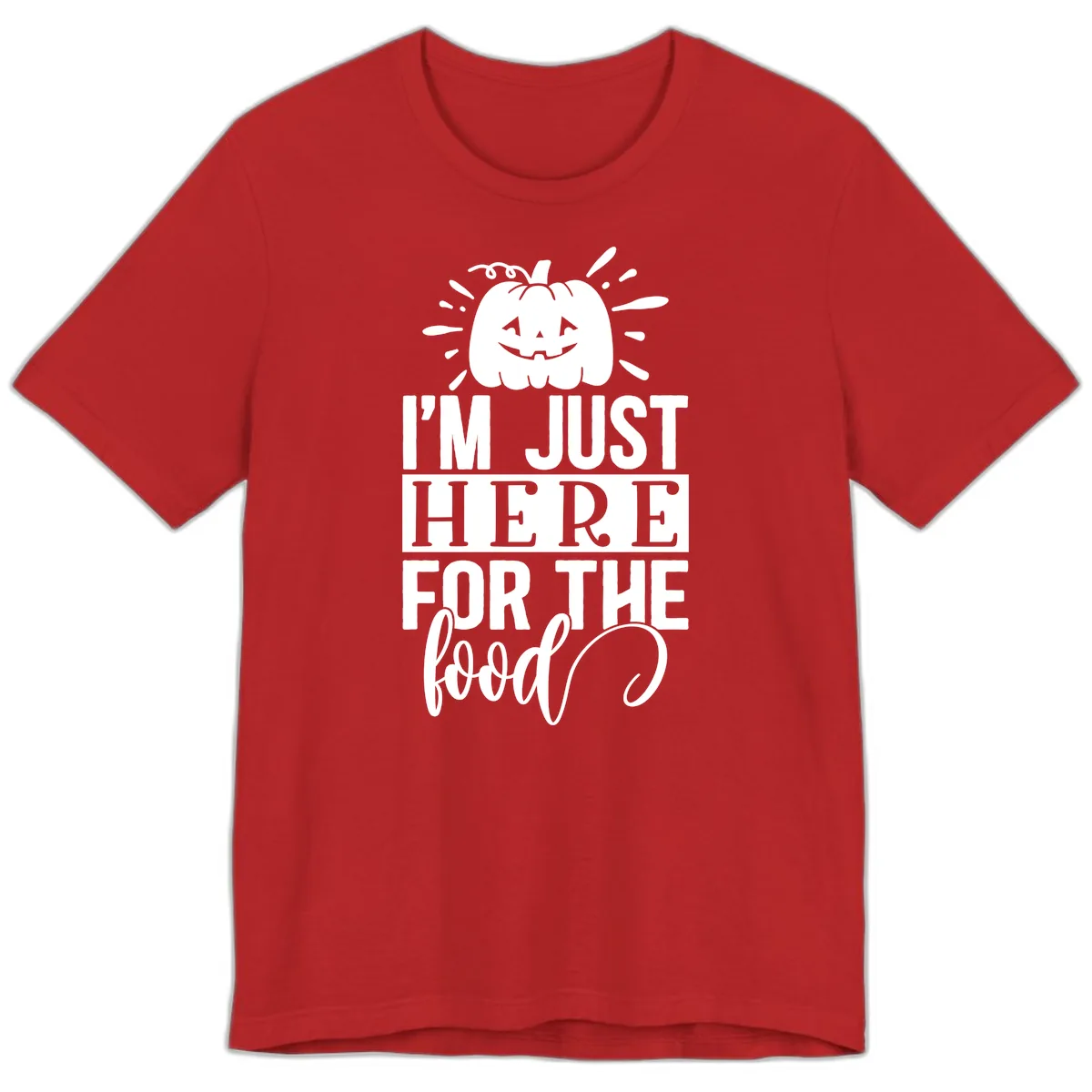 I'm Just Here For The Food Halloween Pumpkin Premium T-Shirt in Red