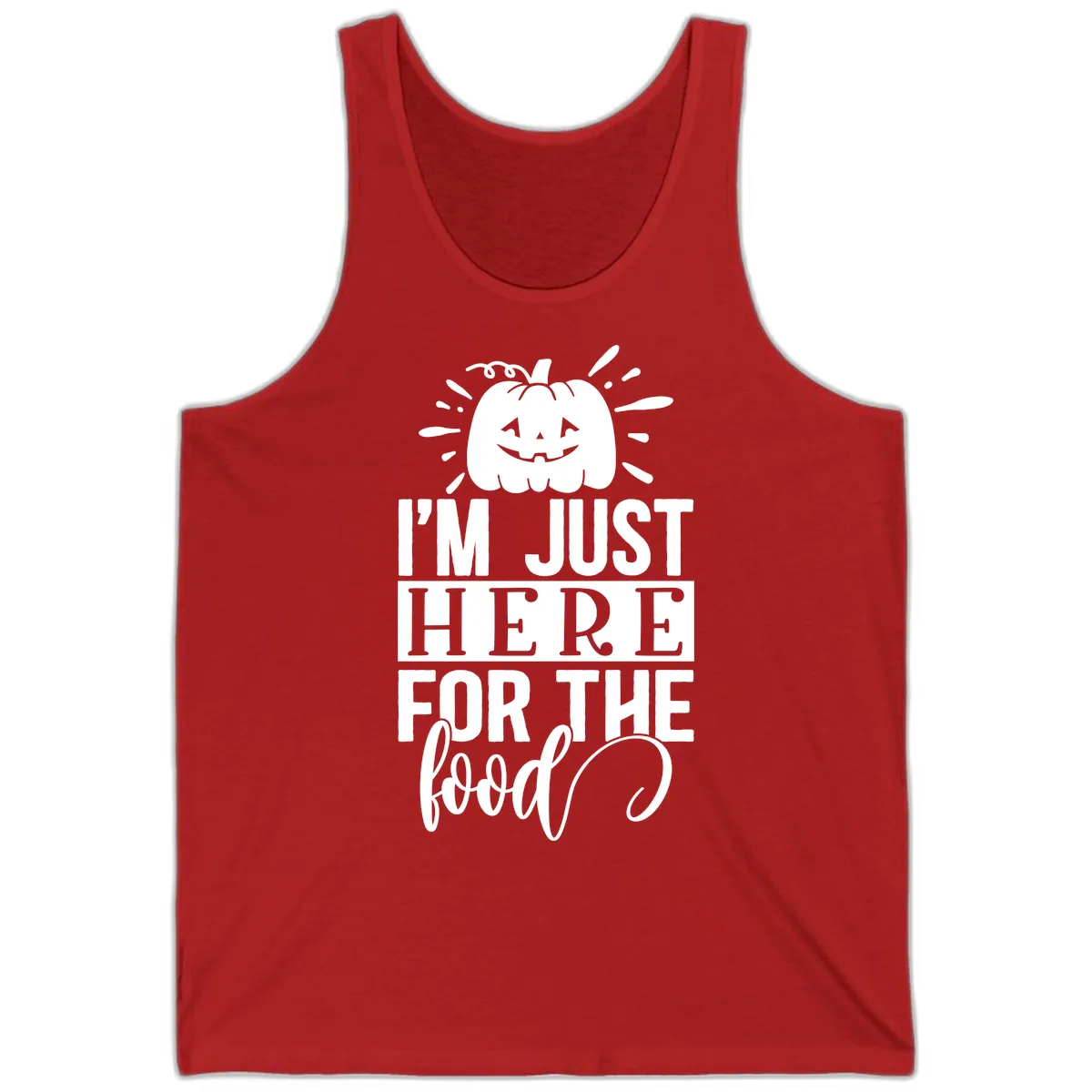 I'm Just Here For The Food Halloween Pumpkin Tank in Red