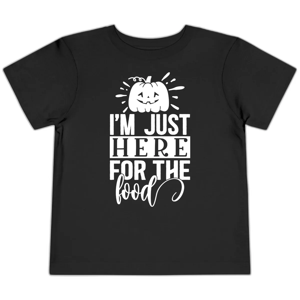 I'm Just Here For The Food Halloween Pumpkin Toddler T-Shirt in Black