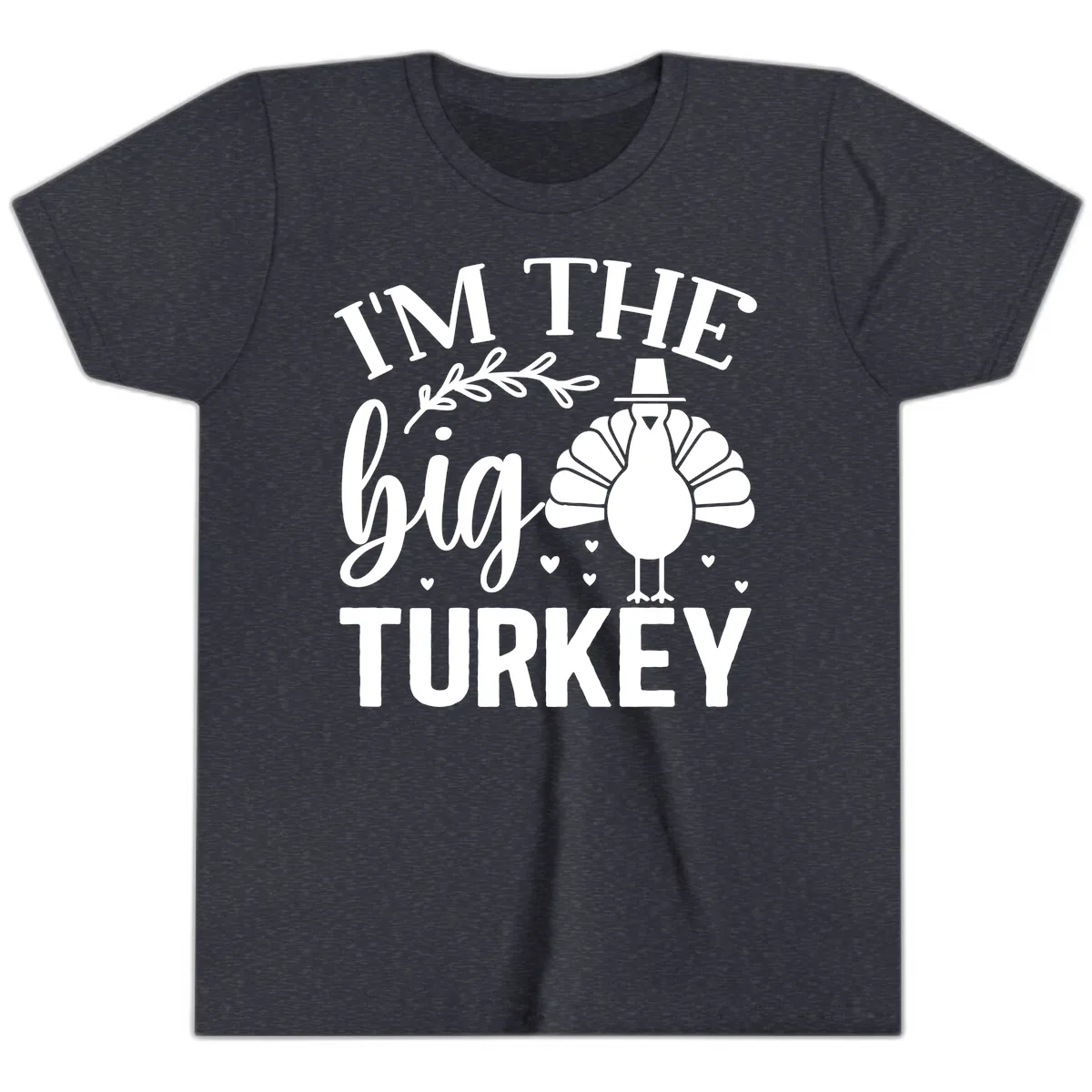 I'm The Big Turkey Thanksgiving Youth T-Shirt in Heather Navy