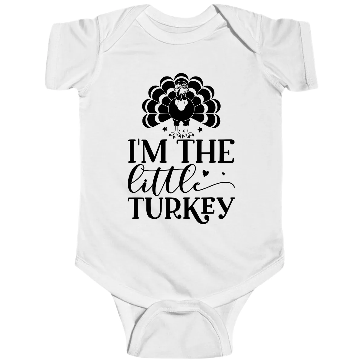 I'm The Little Turkey Thanksgiving Baby Onesie in White