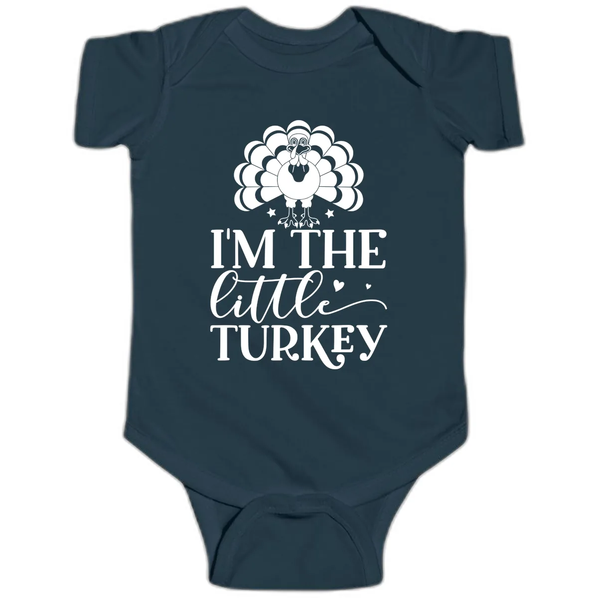 I'm The Little Turkey Thanksgiving Baby Onesie in Navy