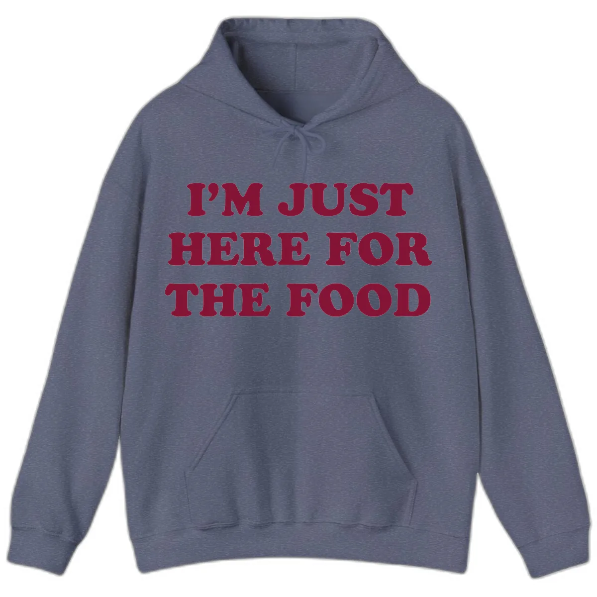 I'm Just Here For The Food Hoodie in Heather Navy