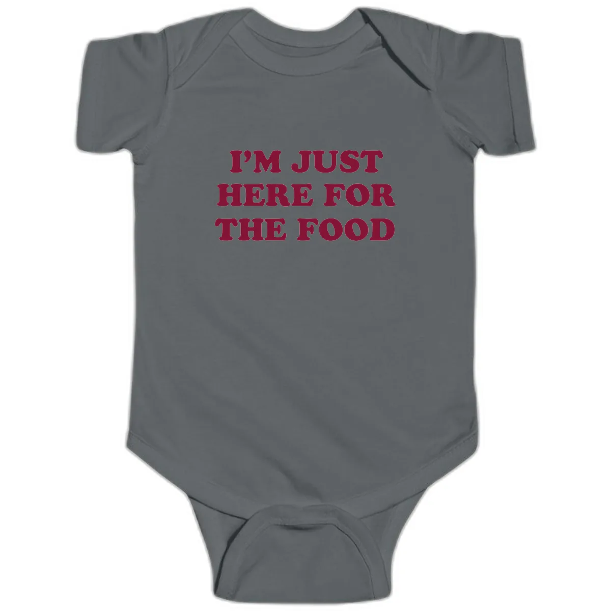 I'm Just Here For The Food Baby Onesie in Charcoal
