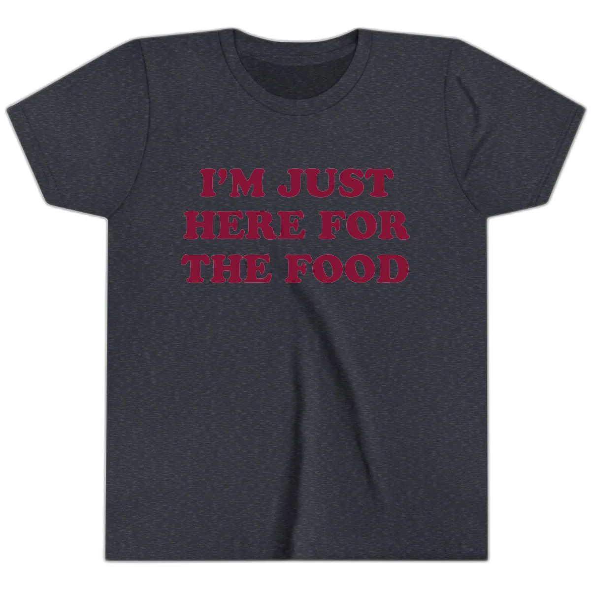 I'm Just Here For The Food Youth T-Shirt in Heather Navy