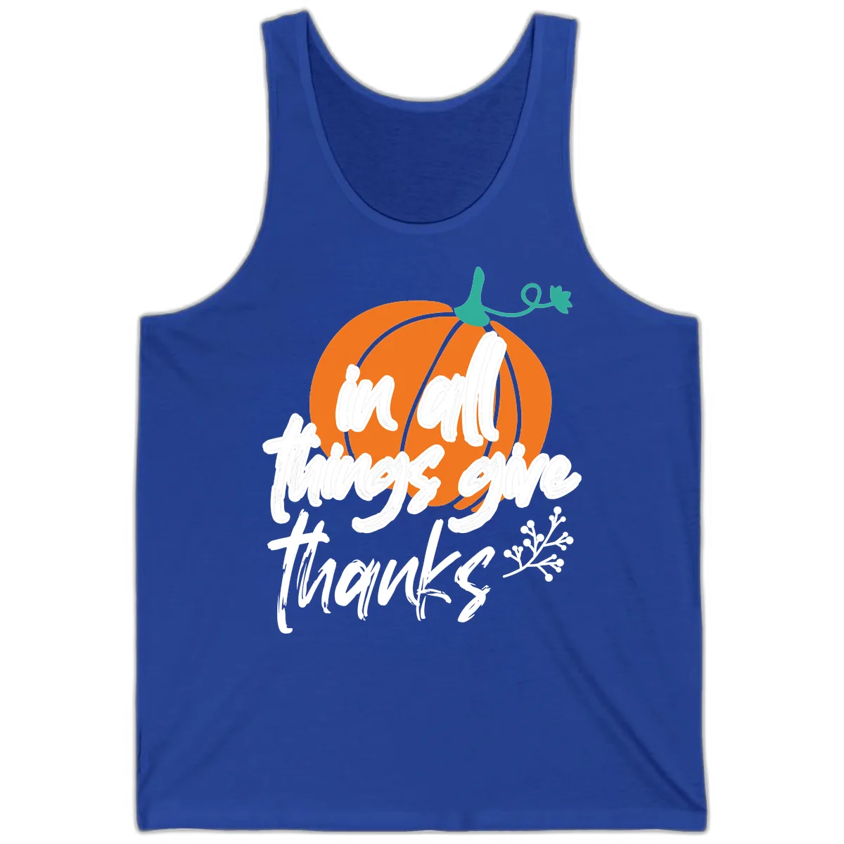 In All Things Give Thanks Pumpkin Tank in True Royal