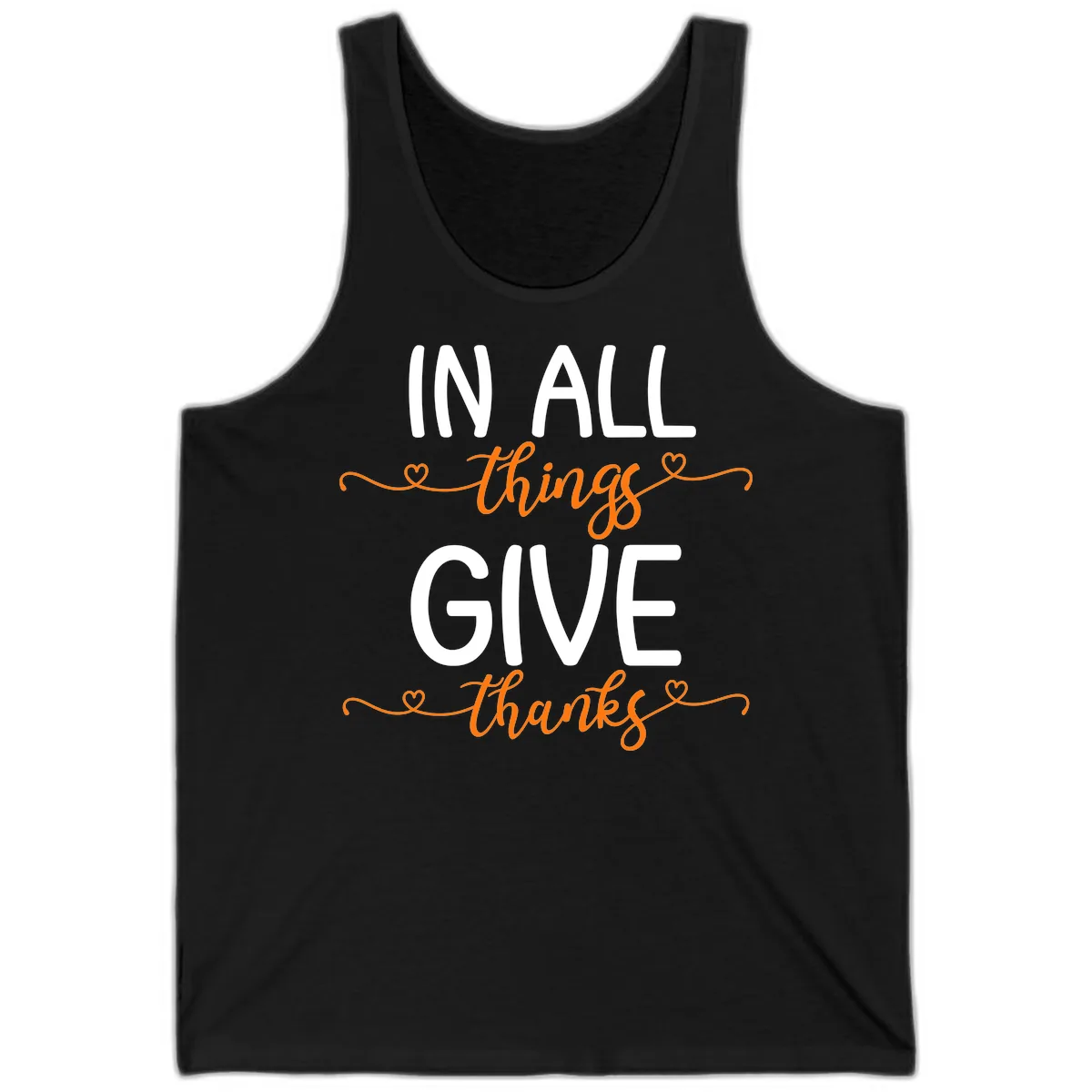 In All Things Give Thanks Phrase Tank in Black