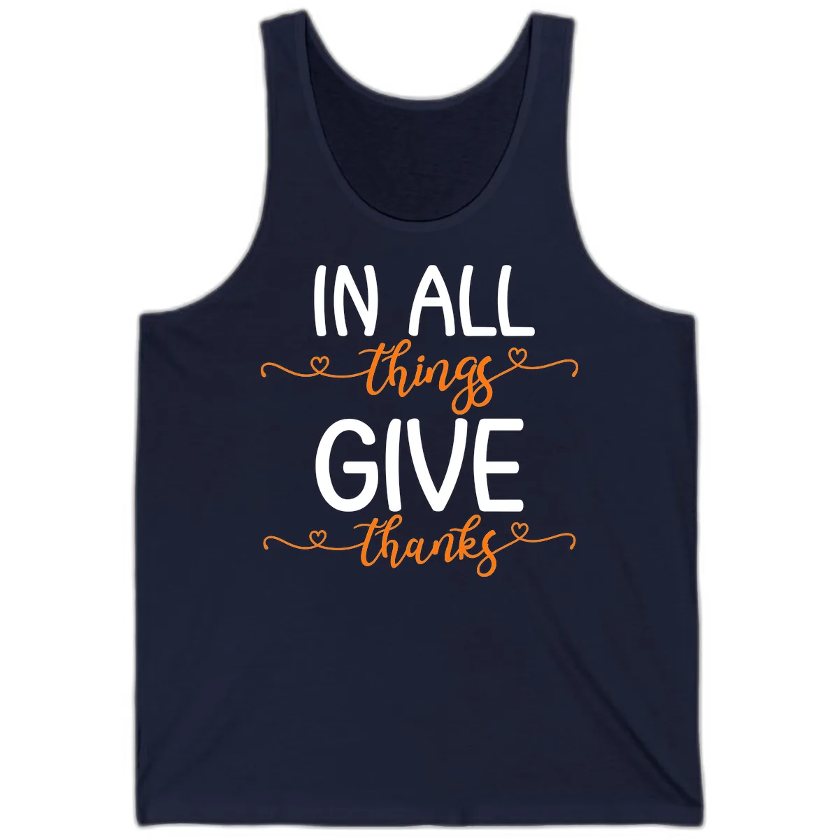 In All Things Give Thanks Phrase Tank in Navy