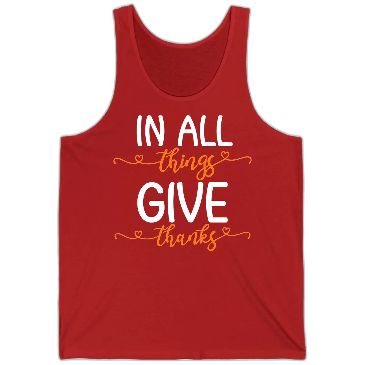 In All Things Give Thanks Phrase Tank in Red