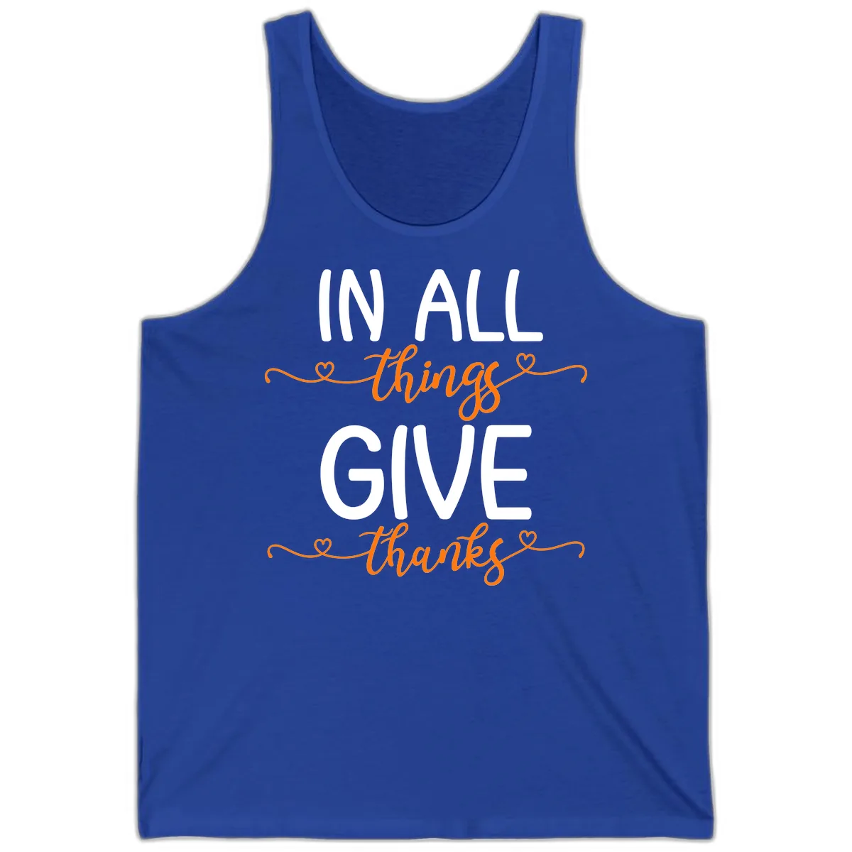 In All Things Give Thanks Phrase Tank in True Royal