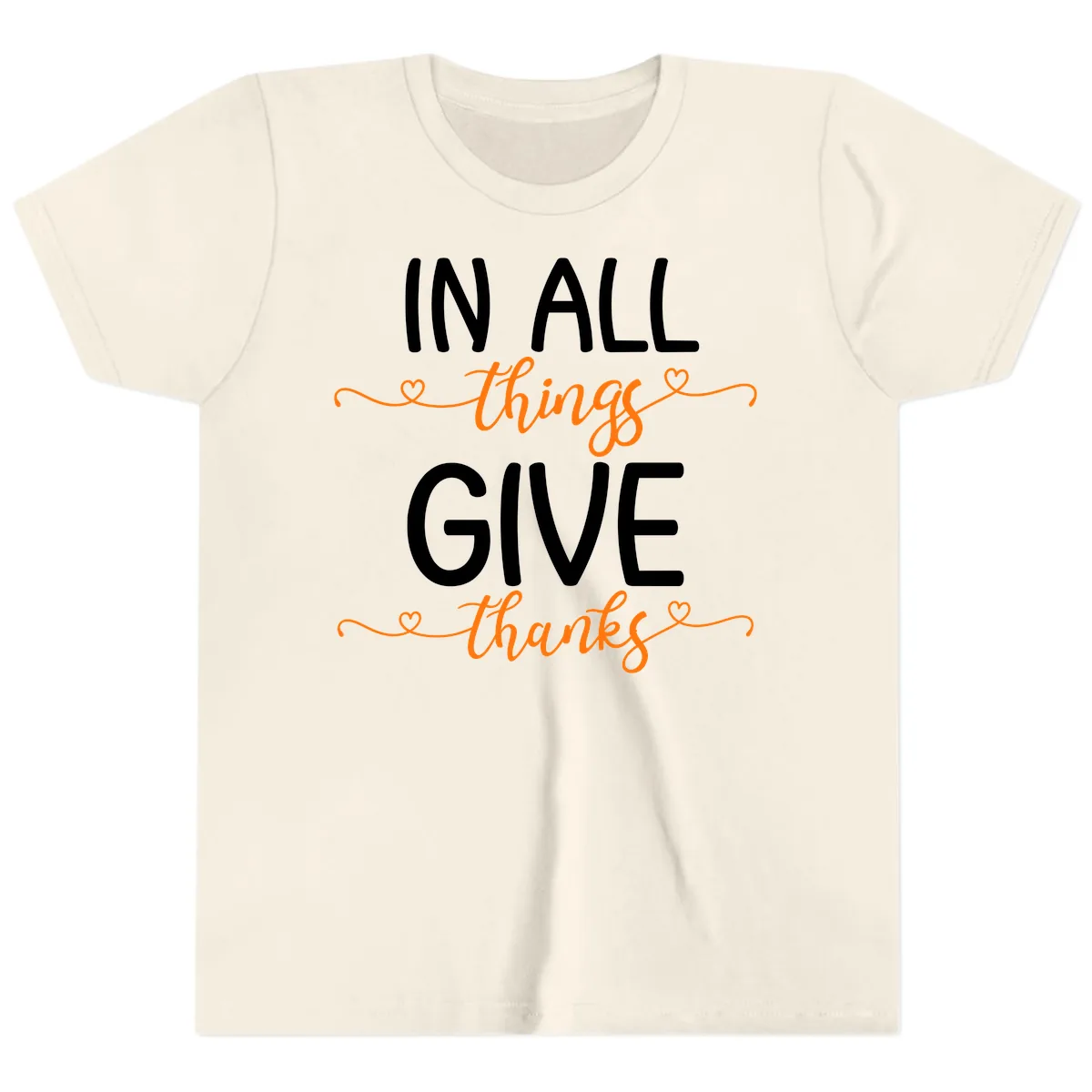 In All Things Give Thanks Phrase Youth T-Shirt in Natural