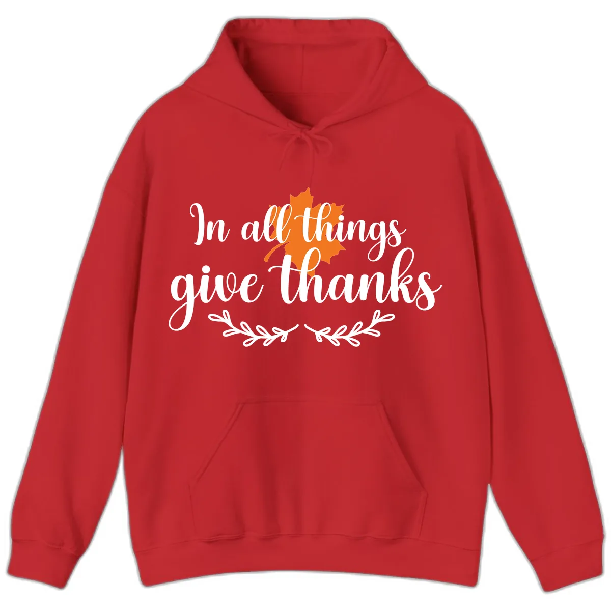 In All Things Give Thanks Typography Hoodie in Red