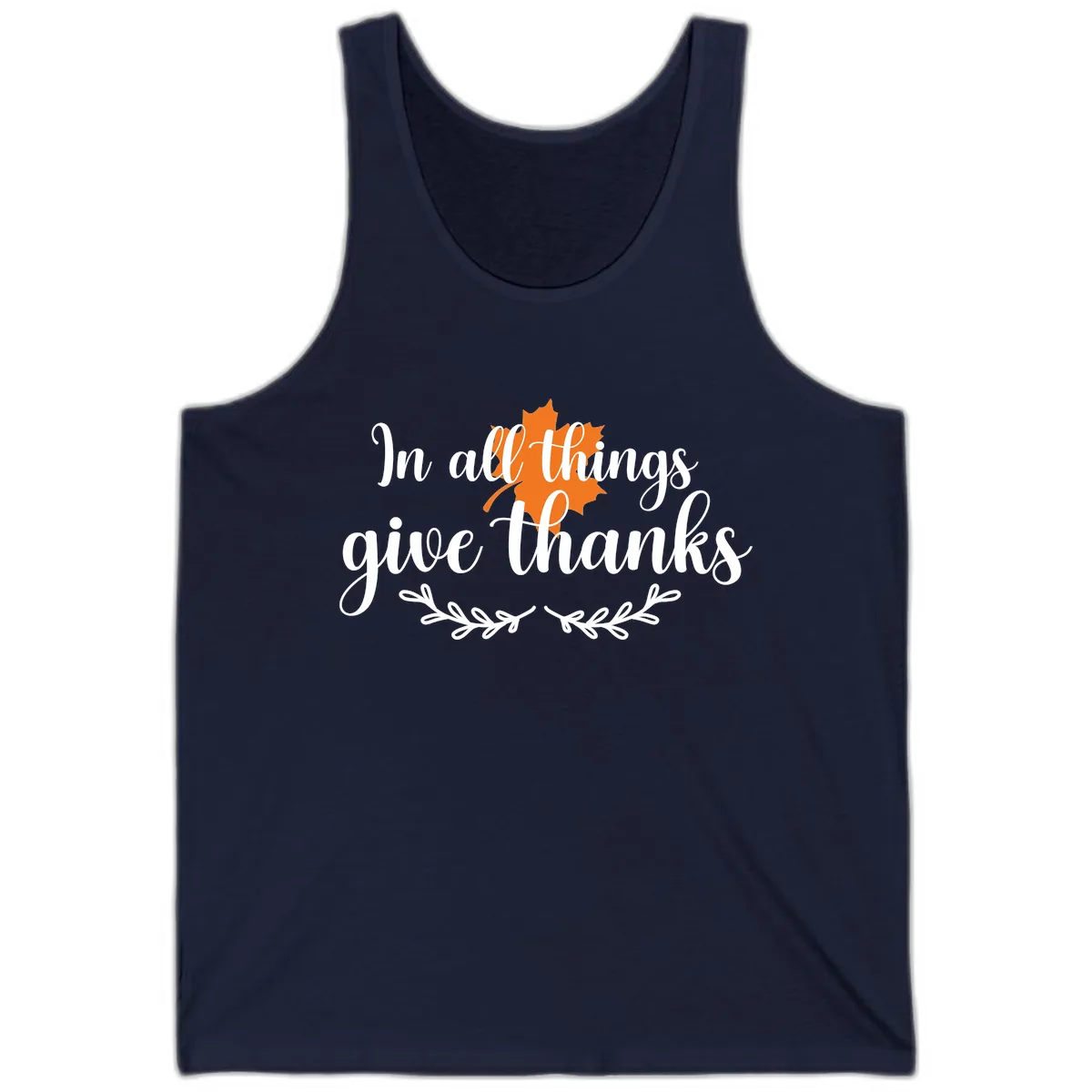 In All Things Give Thanks Typography Tank in Navy