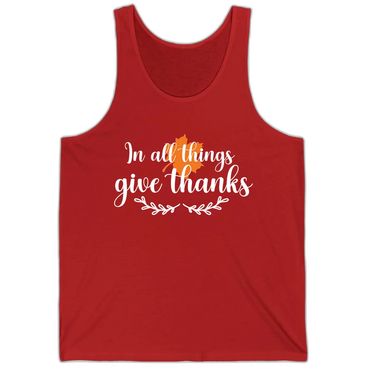 In All Things Give Thanks Typography Tank in Red
