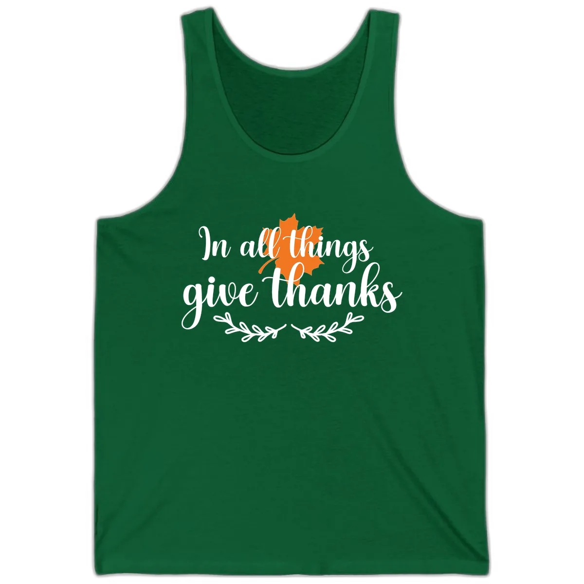 In All Things Give Thanks Typography Tank in Kelly