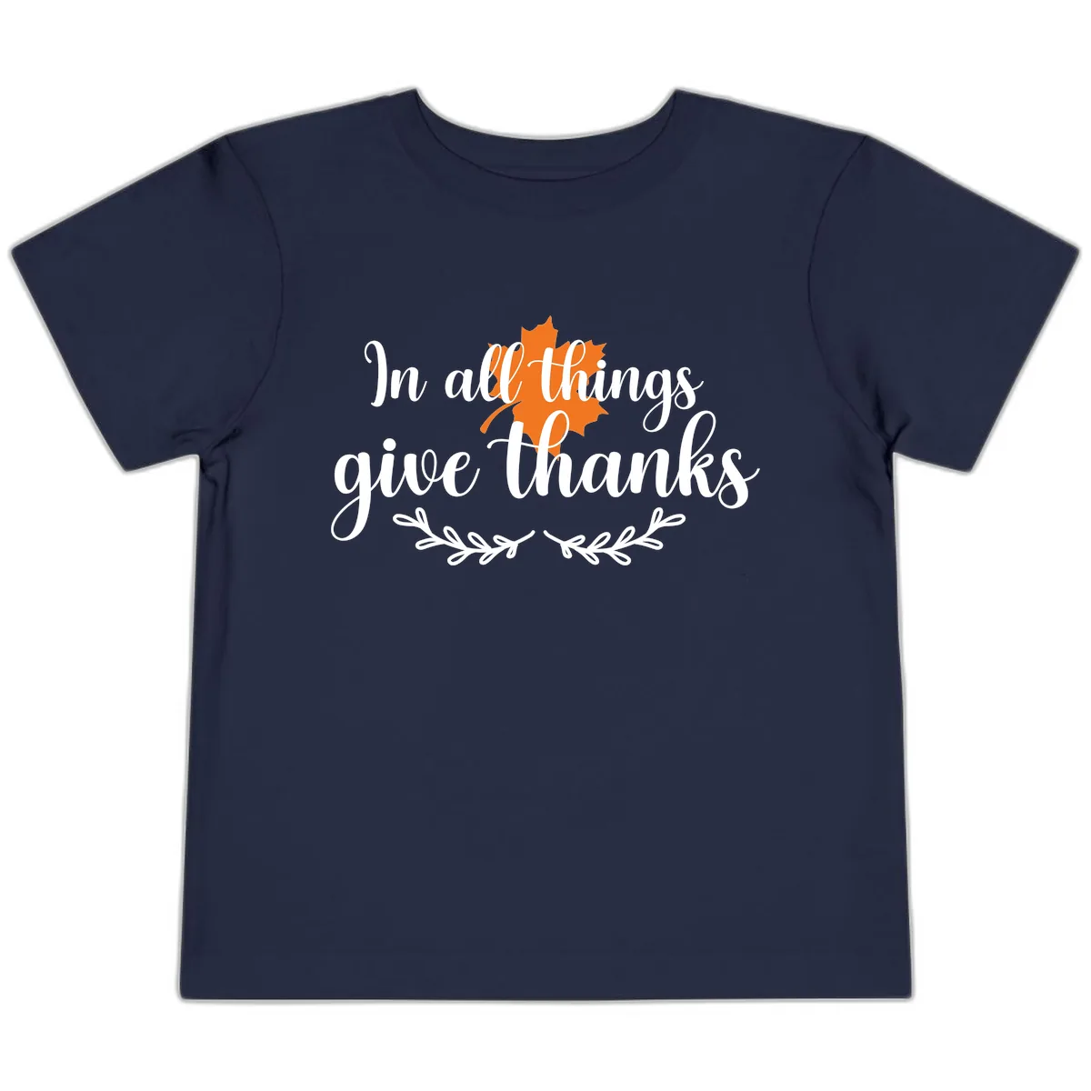 In All Things Give Thanks Typography Toddler T-Shirt in Navy