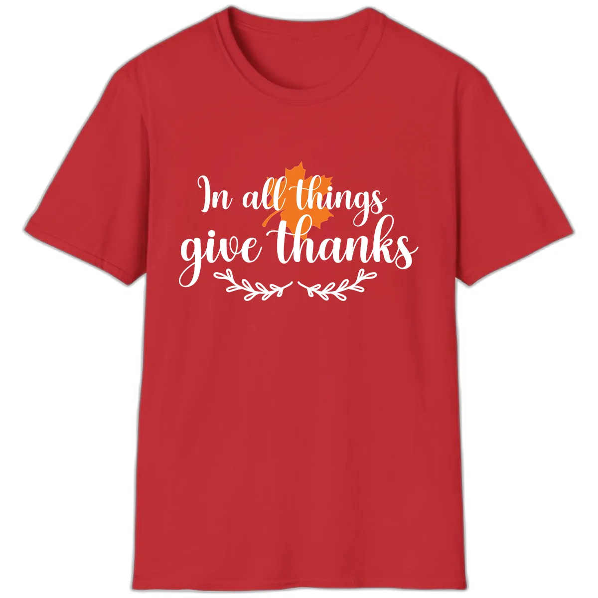 In All Things Give Thanks Typography T-Shirt in Red