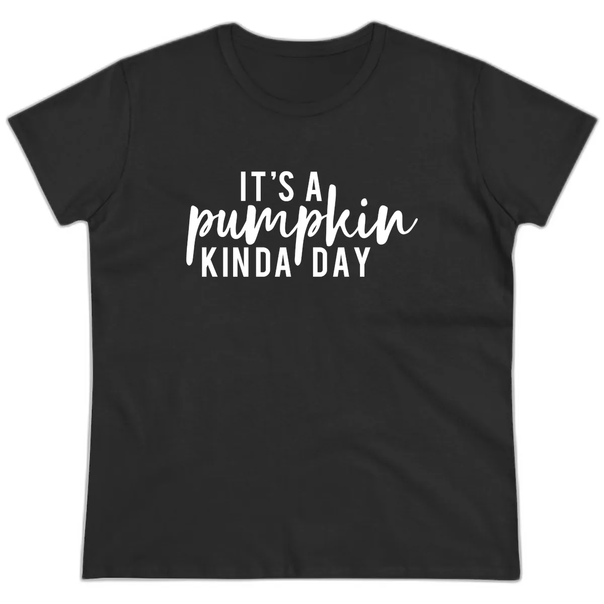 It's A Pumpkin Kinda Day Ladies Tee in Black
