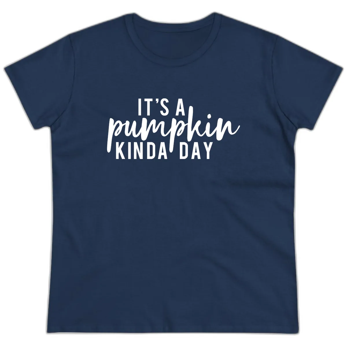 It's A Pumpkin Kinda Day Ladies Tee in Navy