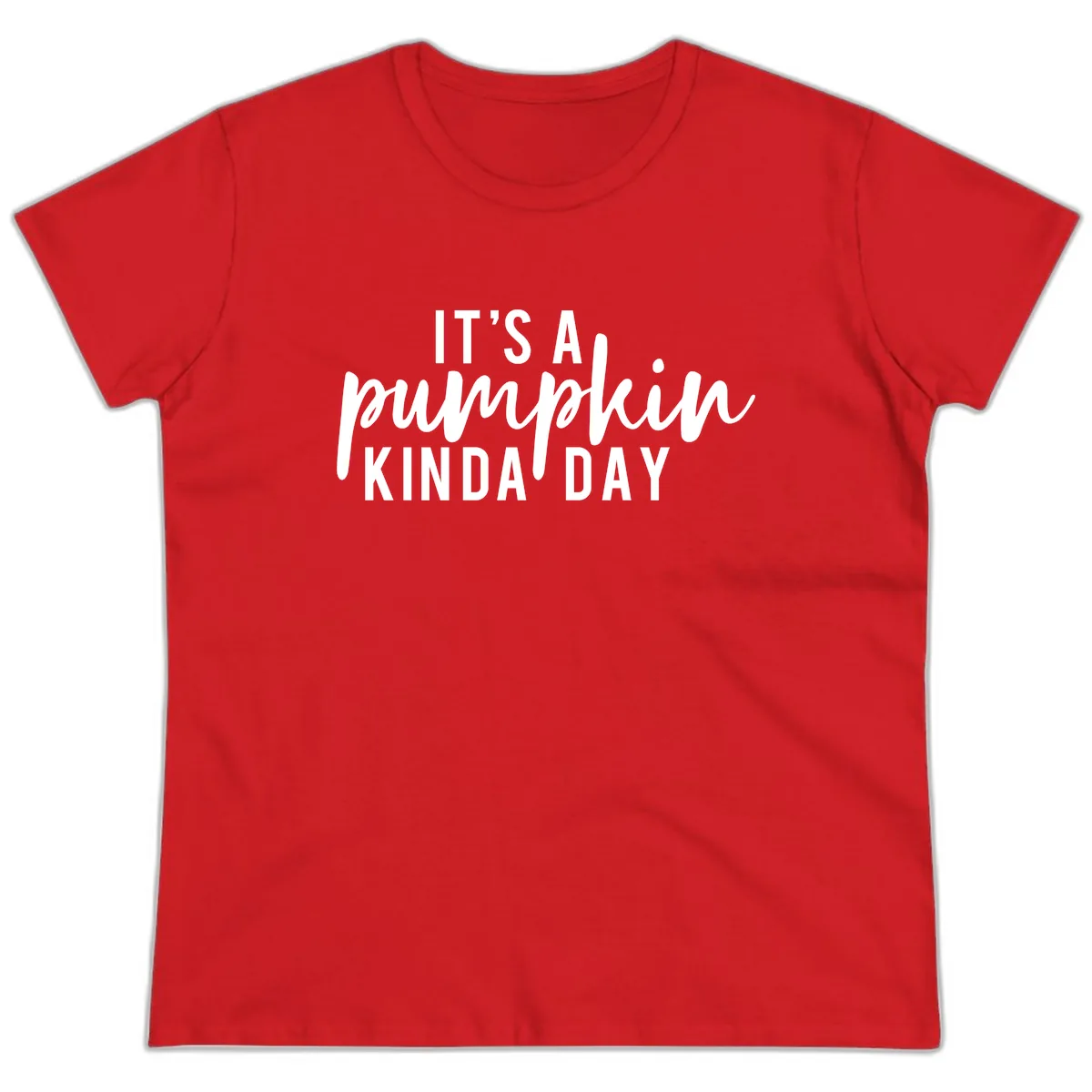 It's A Pumpkin Kinda Day Ladies Tee in Red
