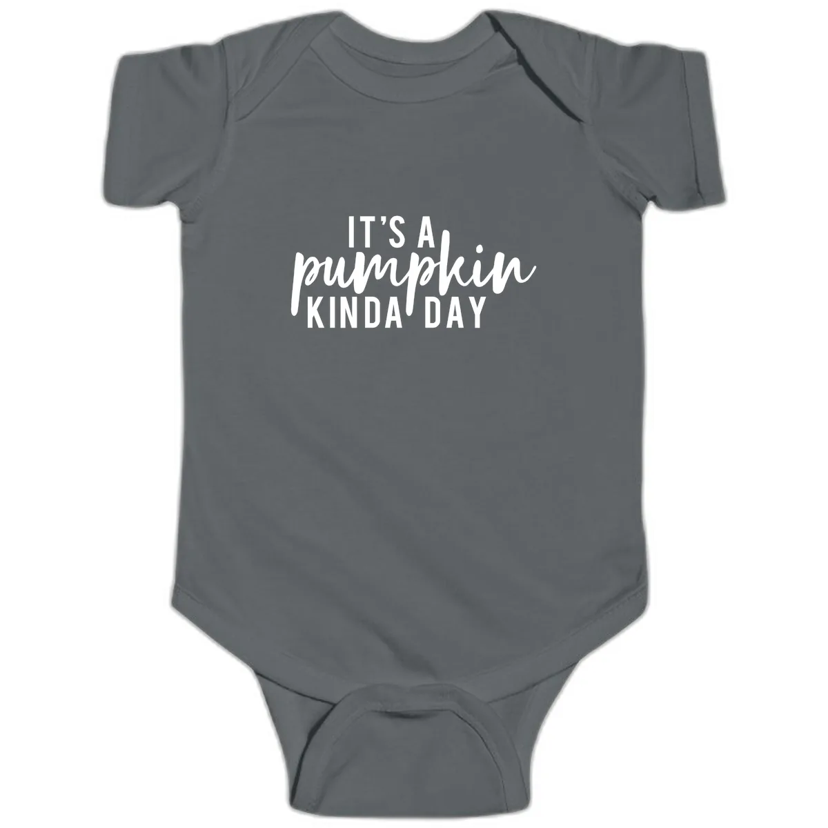 It's A Pumpkin Kinda Day Baby Onesie in Charcoal