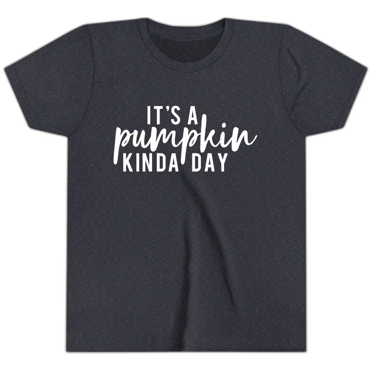 It's A Pumpkin Kinda Day Youth T-Shirt in Heather Navy