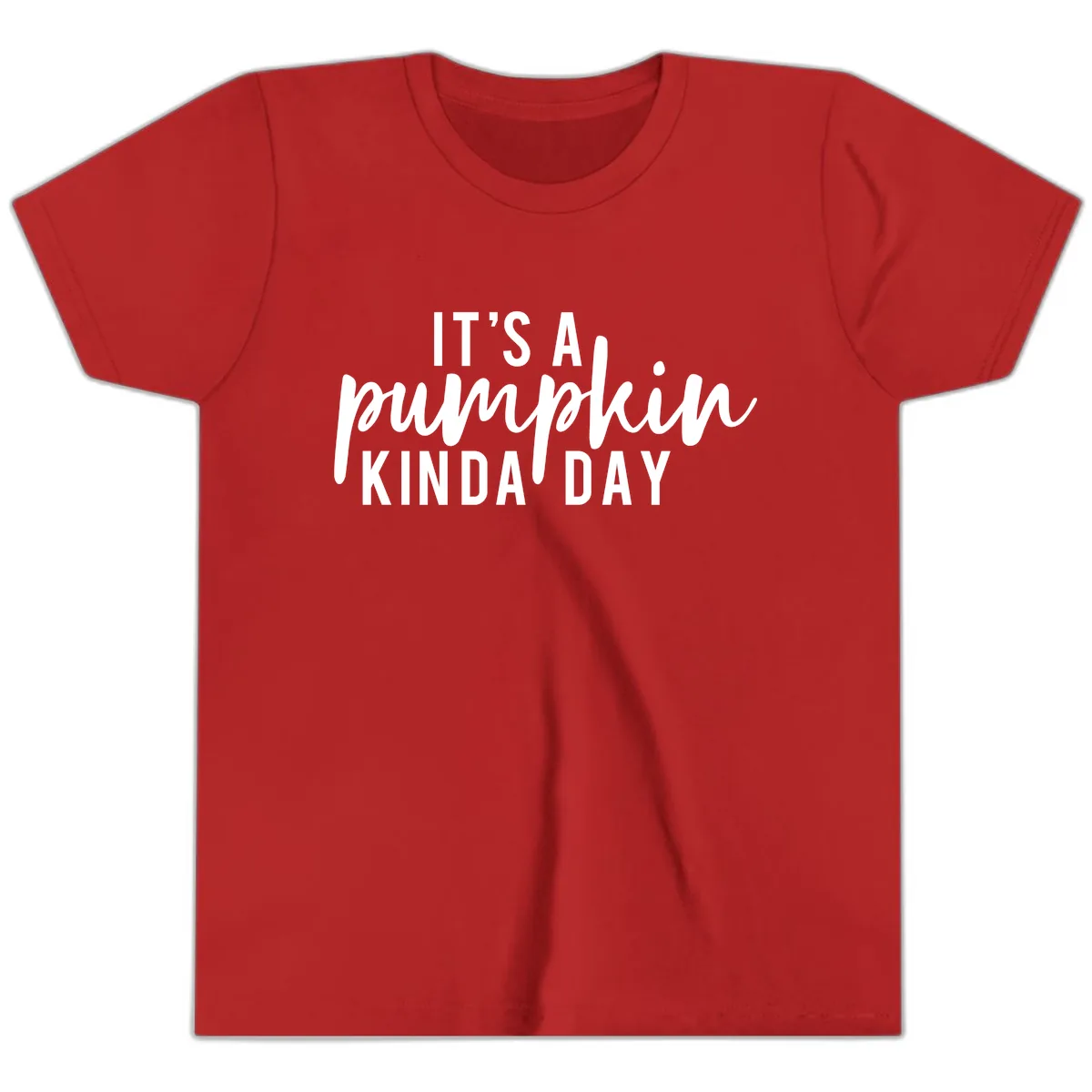 It's A Pumpkin Kinda Day Youth T-Shirt in Red