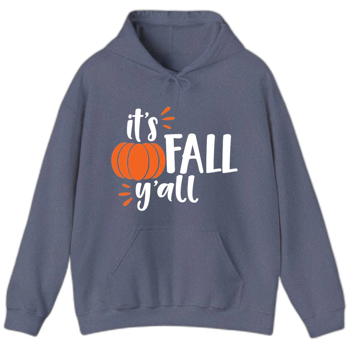 It's Fall Y'all Pumpkin Graphic Hoodie in Heather Navy