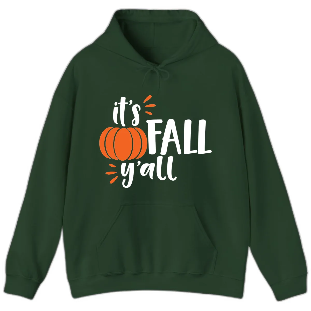 It's Fall Y'all Pumpkin Graphic Hoodie in Forest Green