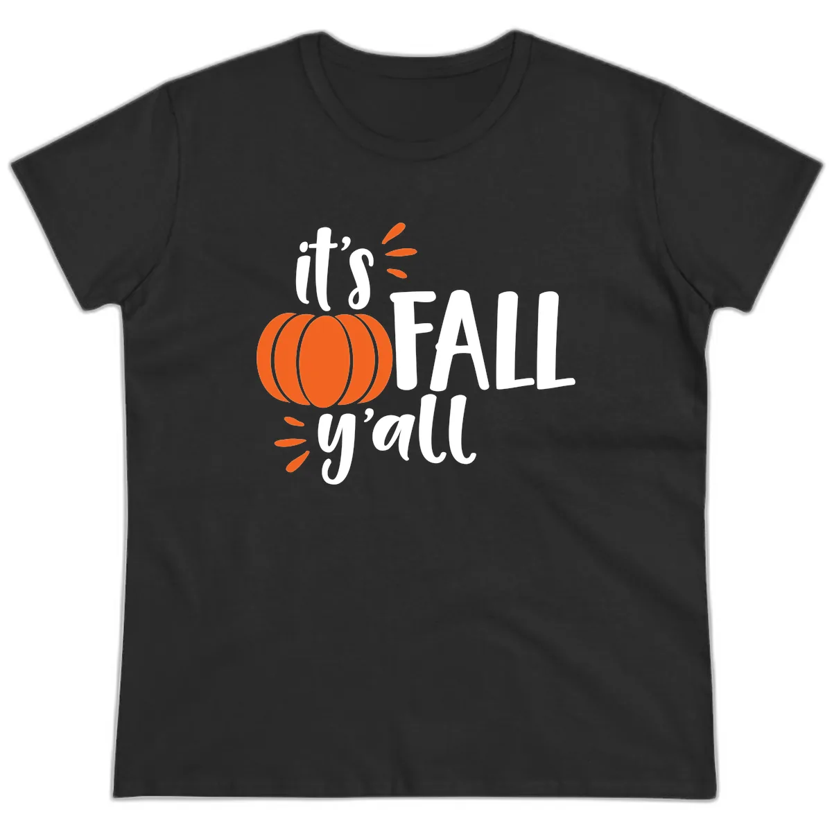It's Fall Y'all Pumpkin Graphic Ladies Tee in Black