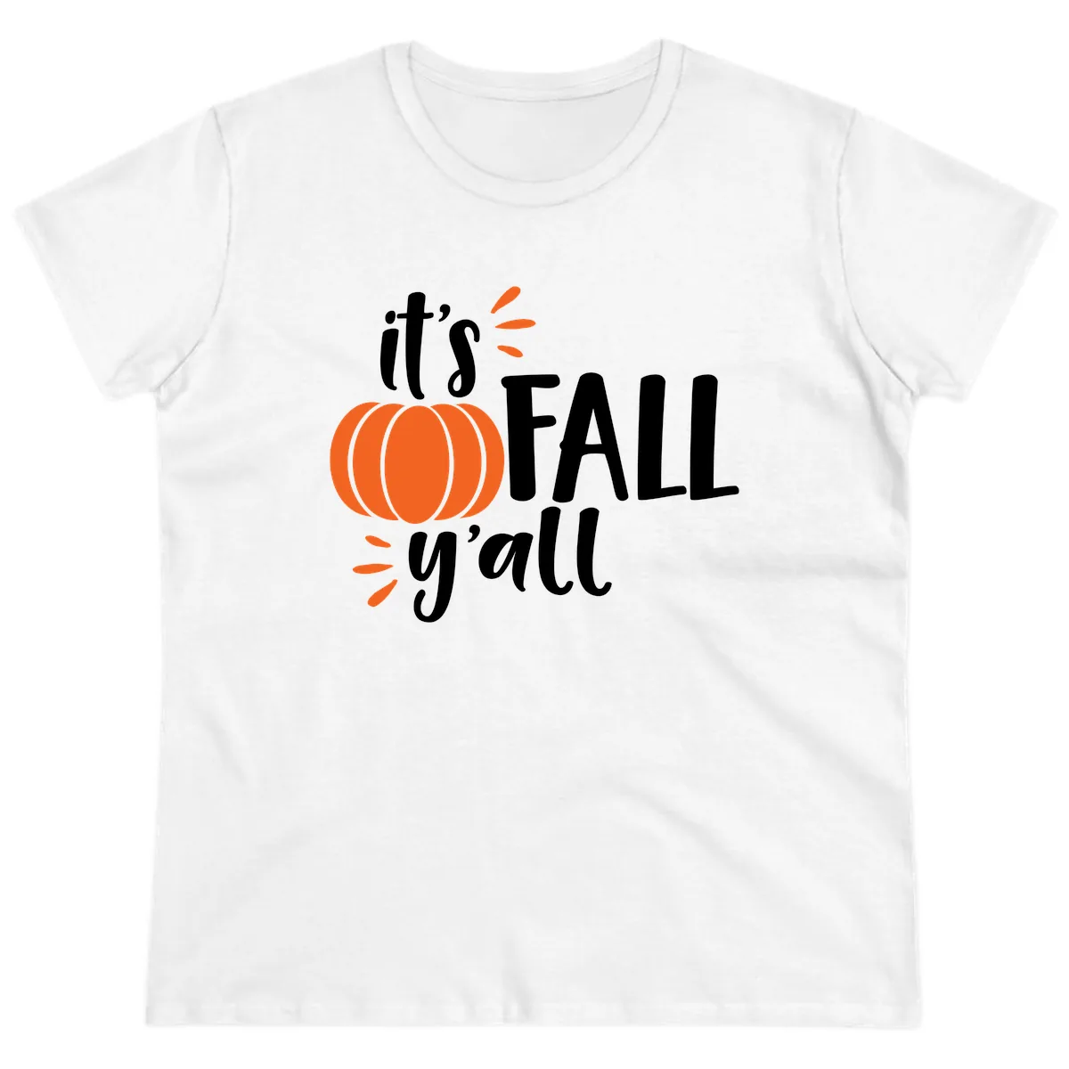 It's Fall Y'all Pumpkin Graphic Ladies Tee in White