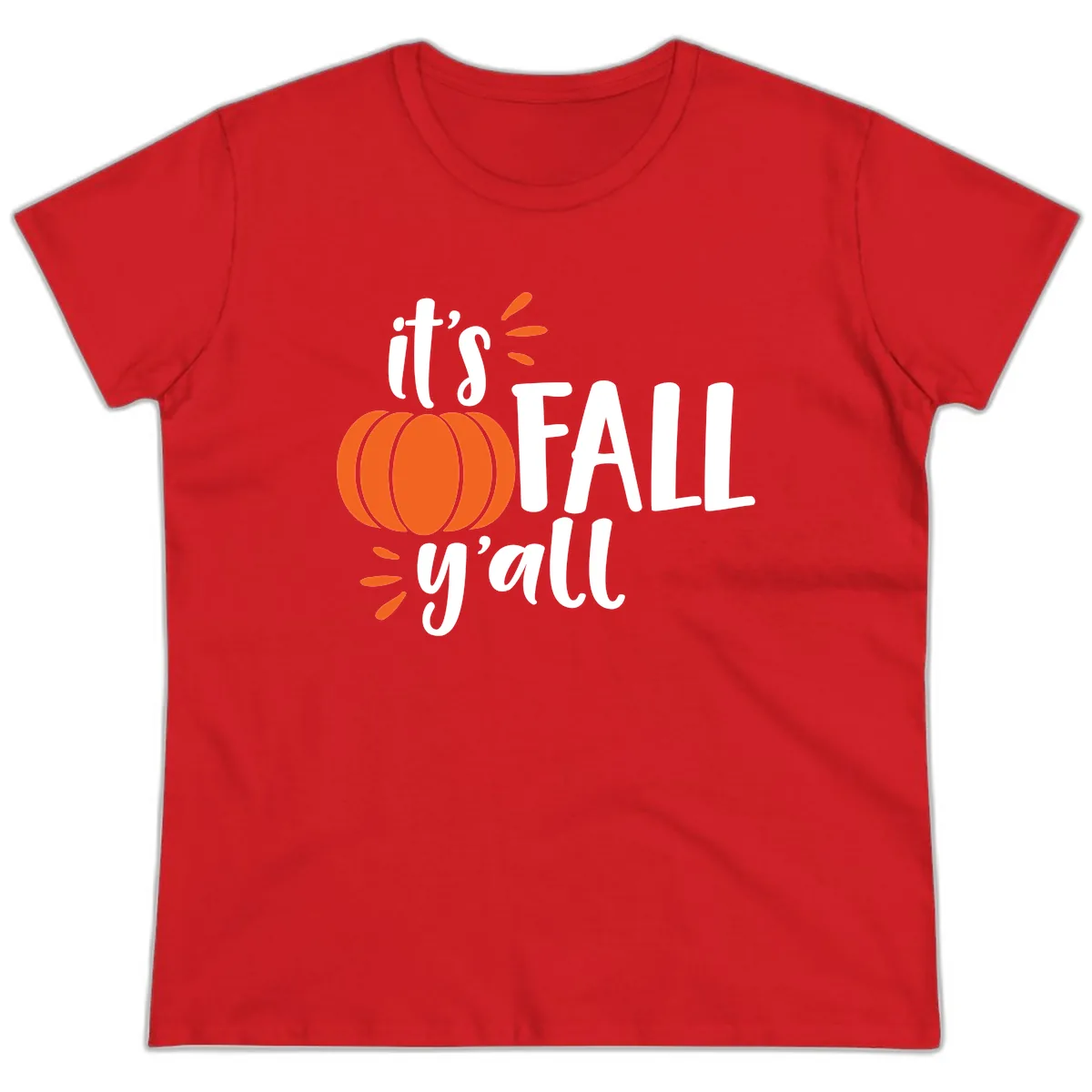 It's Fall Y'all Pumpkin Graphic Ladies Tee in Red