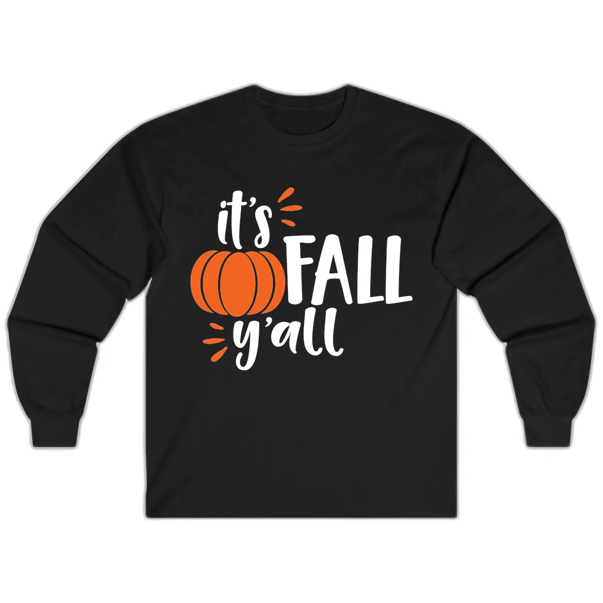 It's Fall Y'all Pumpkin Graphic Long Sleeve in Black