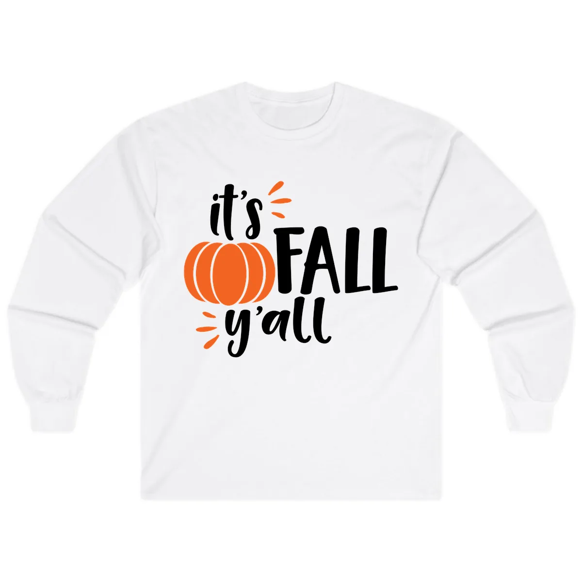 It's Fall Y'all Pumpkin Graphic Long Sleeve in White
