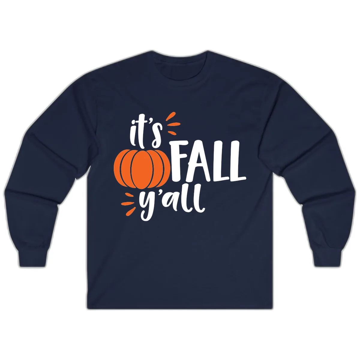 It's Fall Y'all Pumpkin Graphic Long Sleeve in Navy