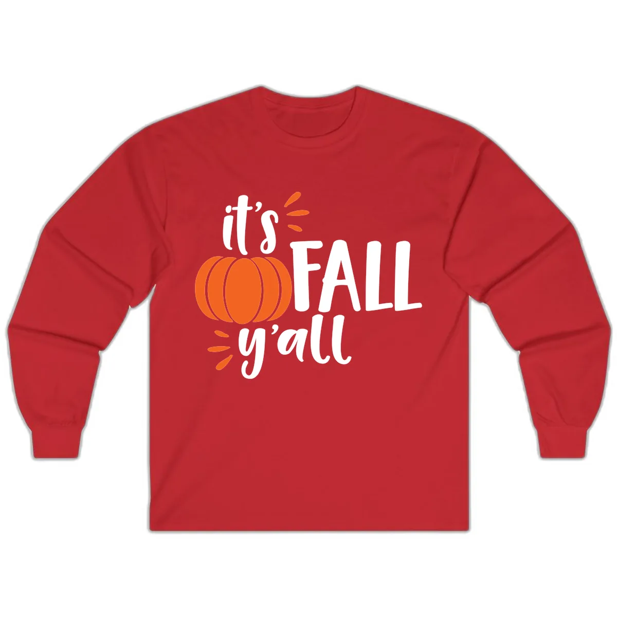 It's Fall Y'all Pumpkin Graphic Long Sleeve in Red