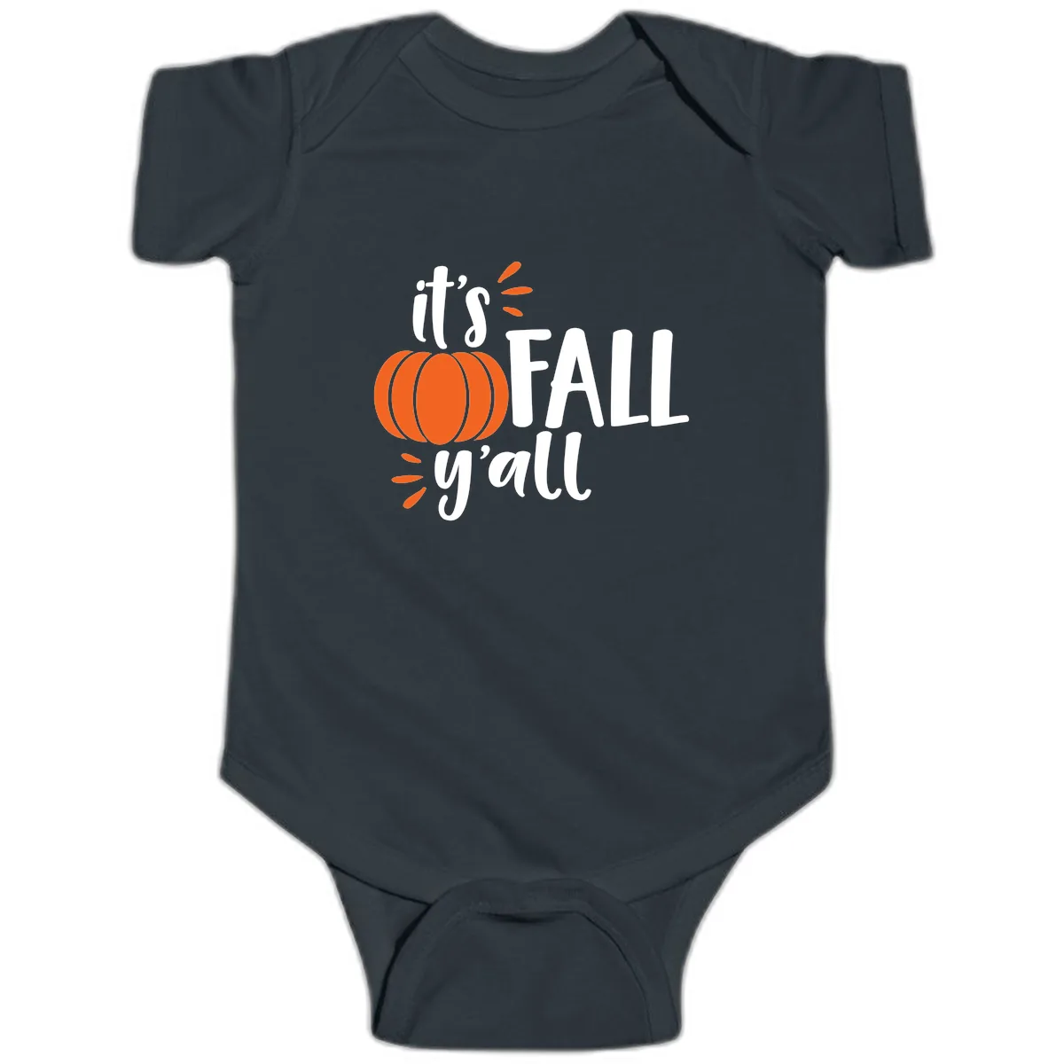 It's Fall Y'all Pumpkin Graphic Baby Onesie in Black