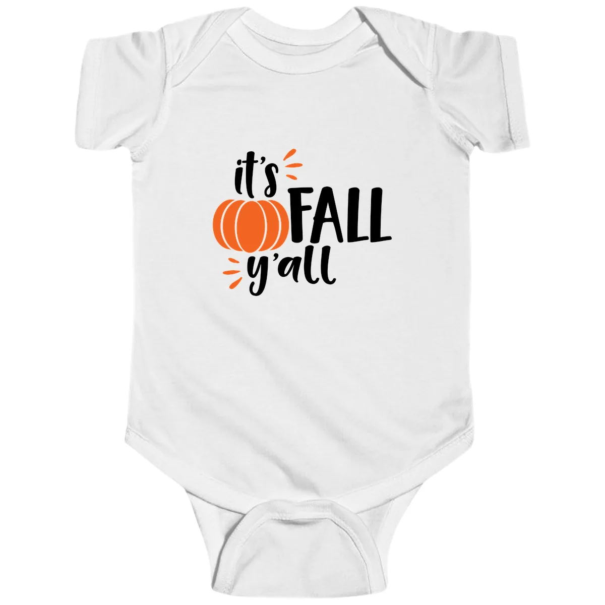 It's Fall Y'all Pumpkin Graphic Baby Onesie in White