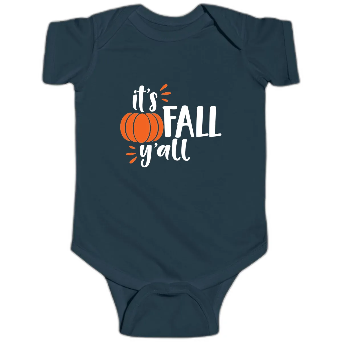 It's Fall Y'all Pumpkin Graphic Baby Onesie in Navy