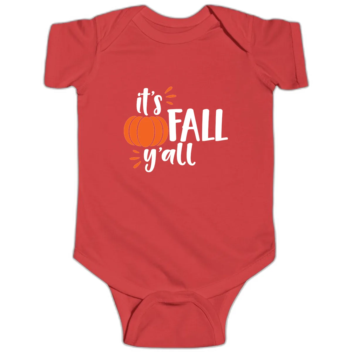 It's Fall Y'all Pumpkin Graphic Baby Onesie in Red