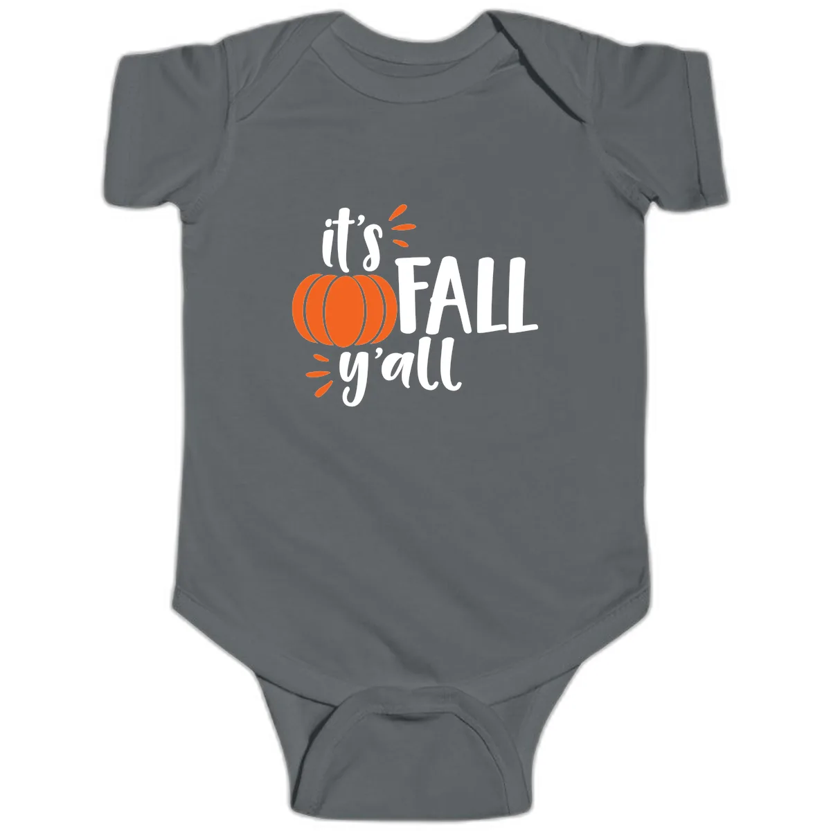 It's Fall Y'all Pumpkin Graphic Baby Onesie in Charcoal