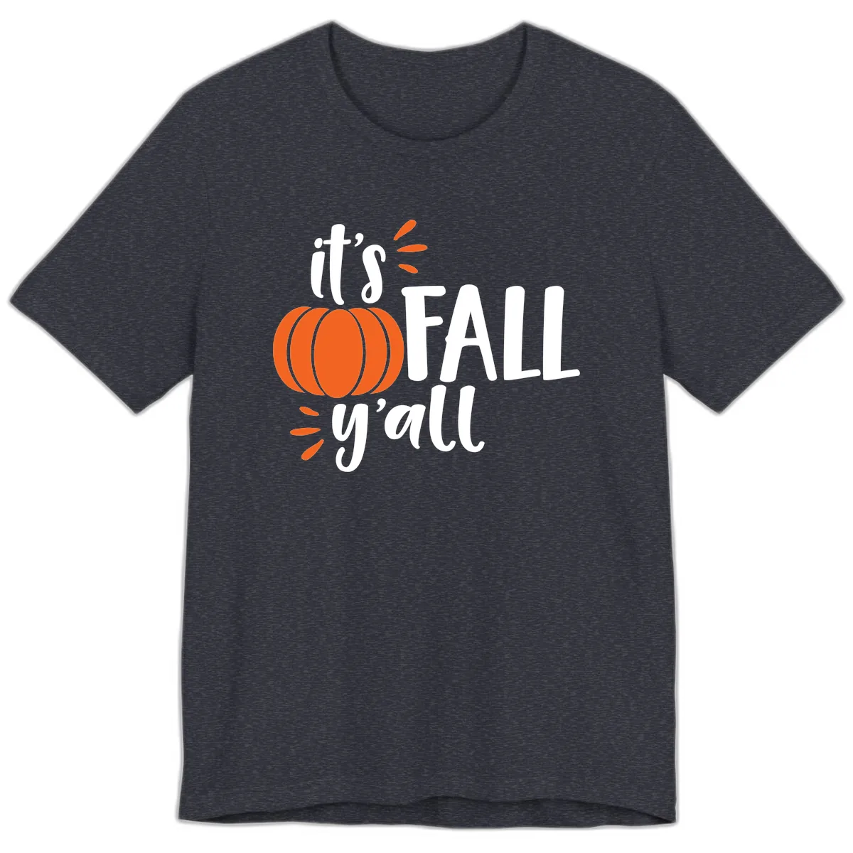 It's Fall Y'all Pumpkin Graphic Premium T-Shirt in Heather Navy