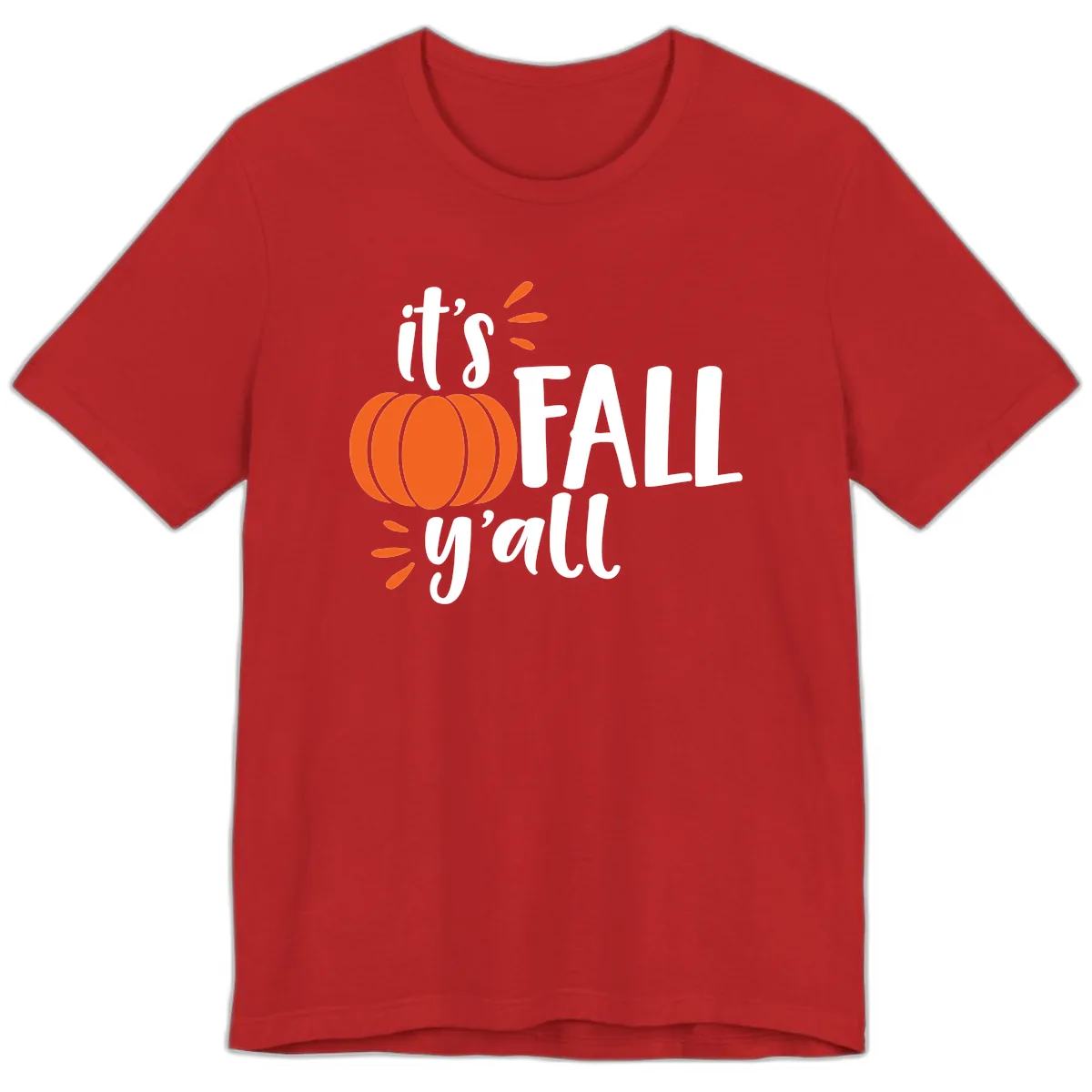 It's Fall Y'all Pumpkin Graphic Premium T-Shirt in Red