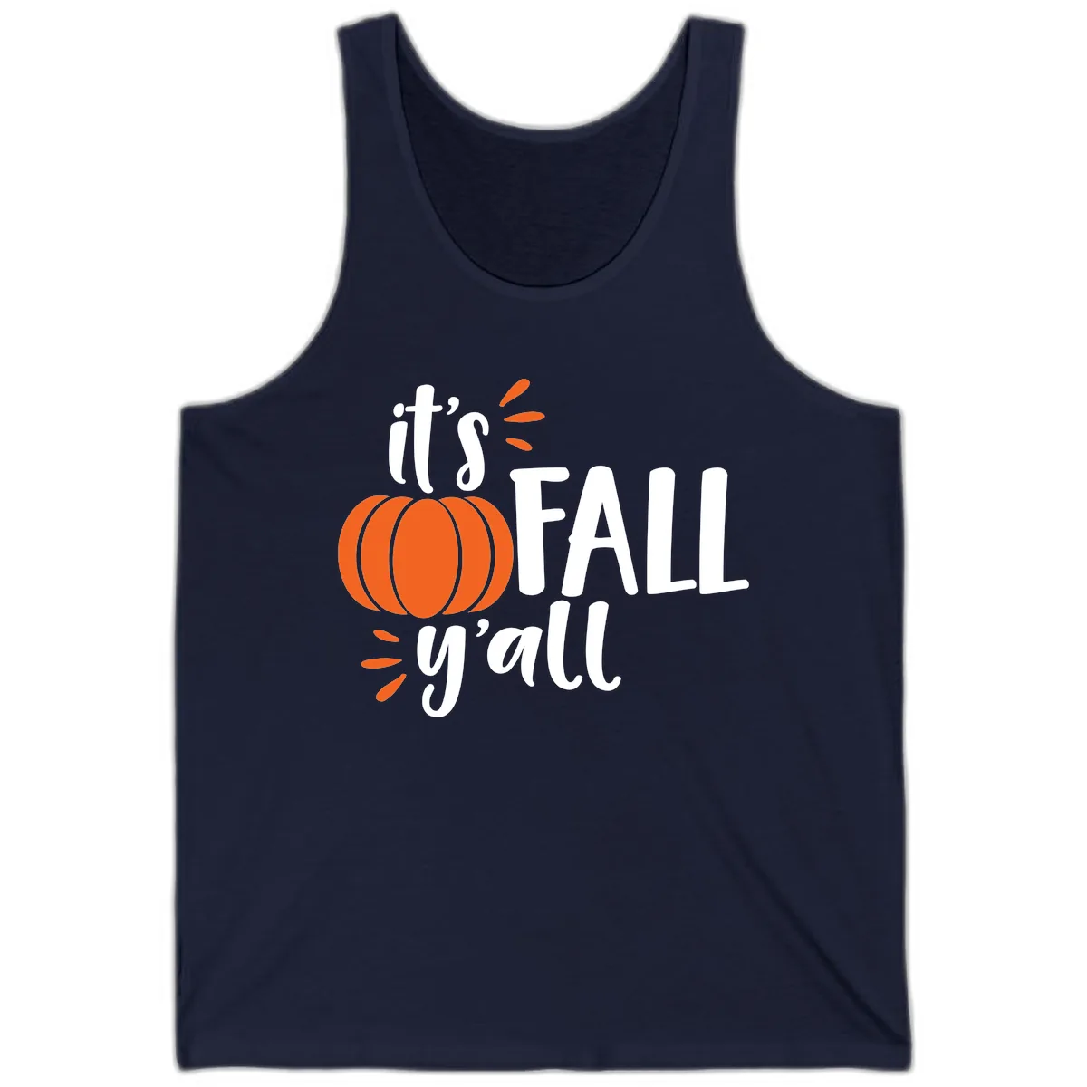 It's Fall Y'all Pumpkin Graphic Tank in Navy