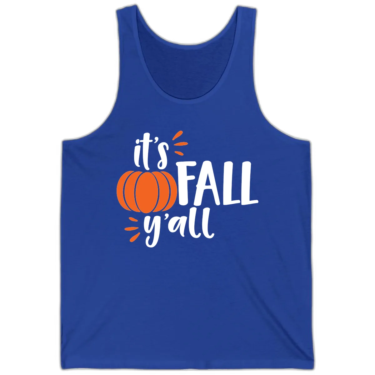 It's Fall Y'all Pumpkin Graphic Tank in True Royal