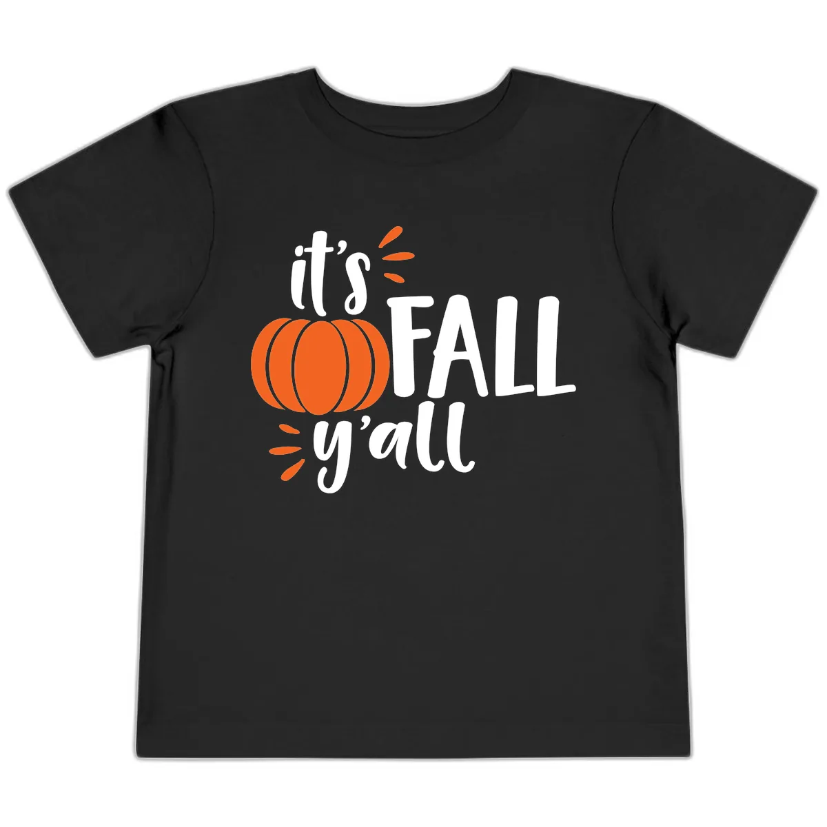 It's Fall Y'all Pumpkin Graphic Toddler T-Shirt in Black