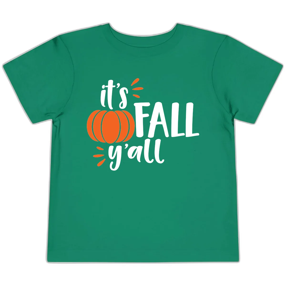 It's Fall Y'all Pumpkin Graphic Toddler T-Shirt in Kelly