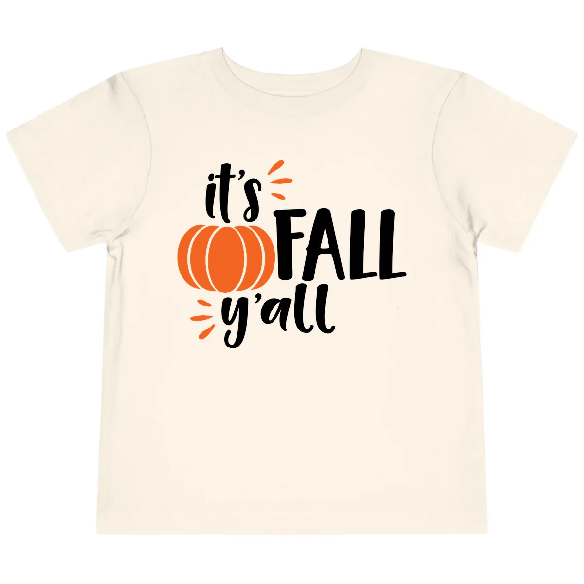 It's Fall Y'all Pumpkin Graphic Toddler T-Shirt in Natural