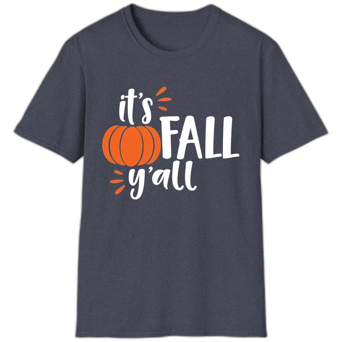 It's Fall Y'all Pumpkin Graphic T-Shirt in Heather Navy