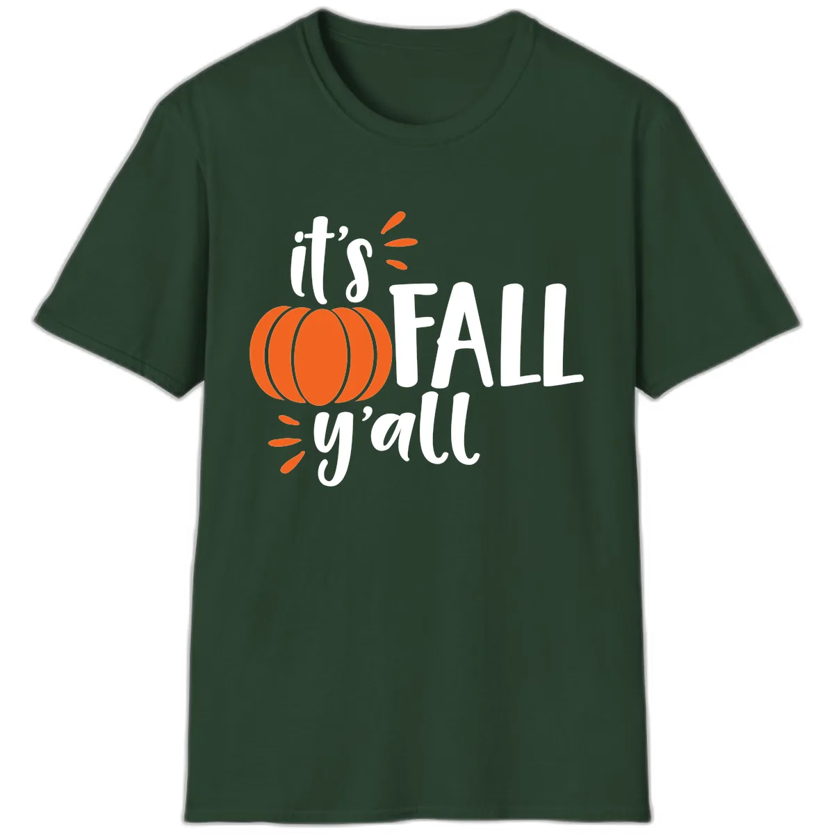 It's Fall Y'all Pumpkin Graphic T-Shirt in Forest Green